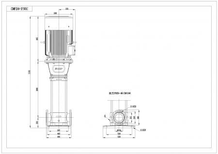 Насос CDMF200-3, 90 кВт, станд. фланец, 3х380В, 50 Гц, нерж., 70ºС