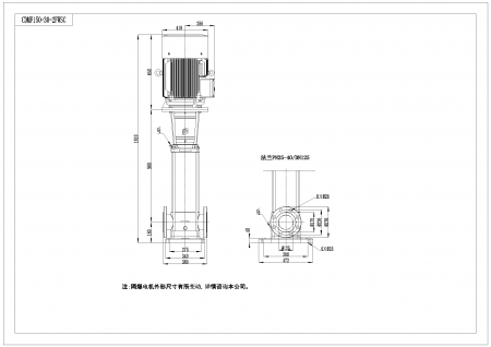 Насос CDMF150-3-2, 30 кВт, станд. фланец, 3х380В, 50 Гц, нерж., 120ºС